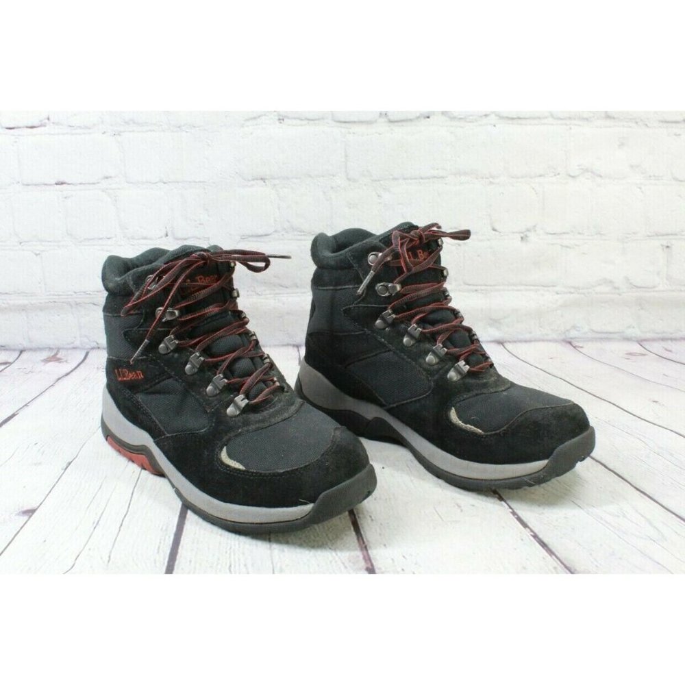 LL Bean Black Suede Mesh High Top Mountain Classic Hikers Boots Size 9 M - Picture 3 of 9